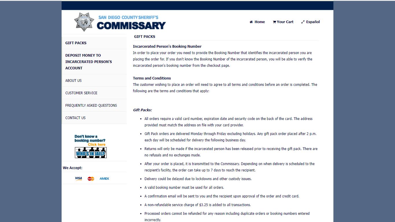 San Diego Sheriff's Commissary