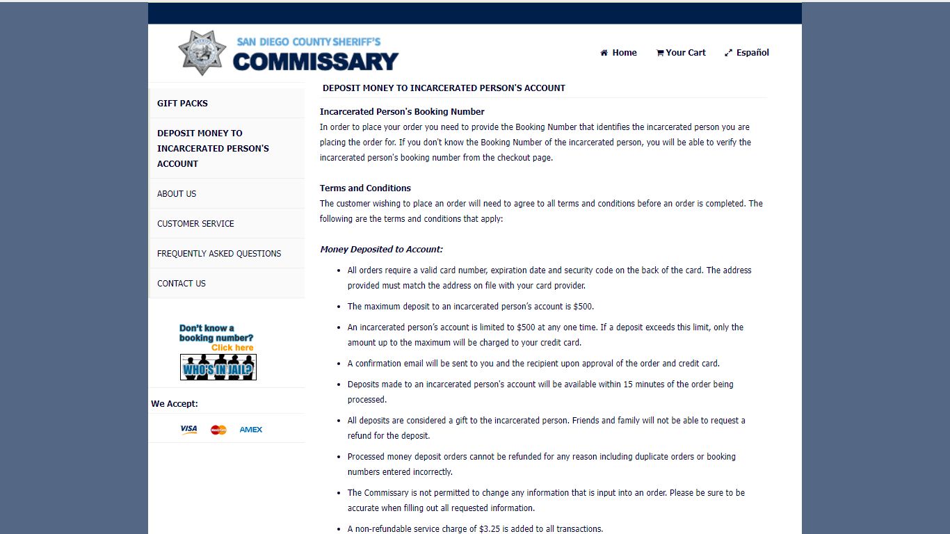 San Diego Sheriff's Commissary