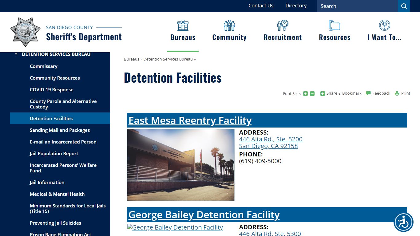 Detention Facilities | San Diego County Sheriff