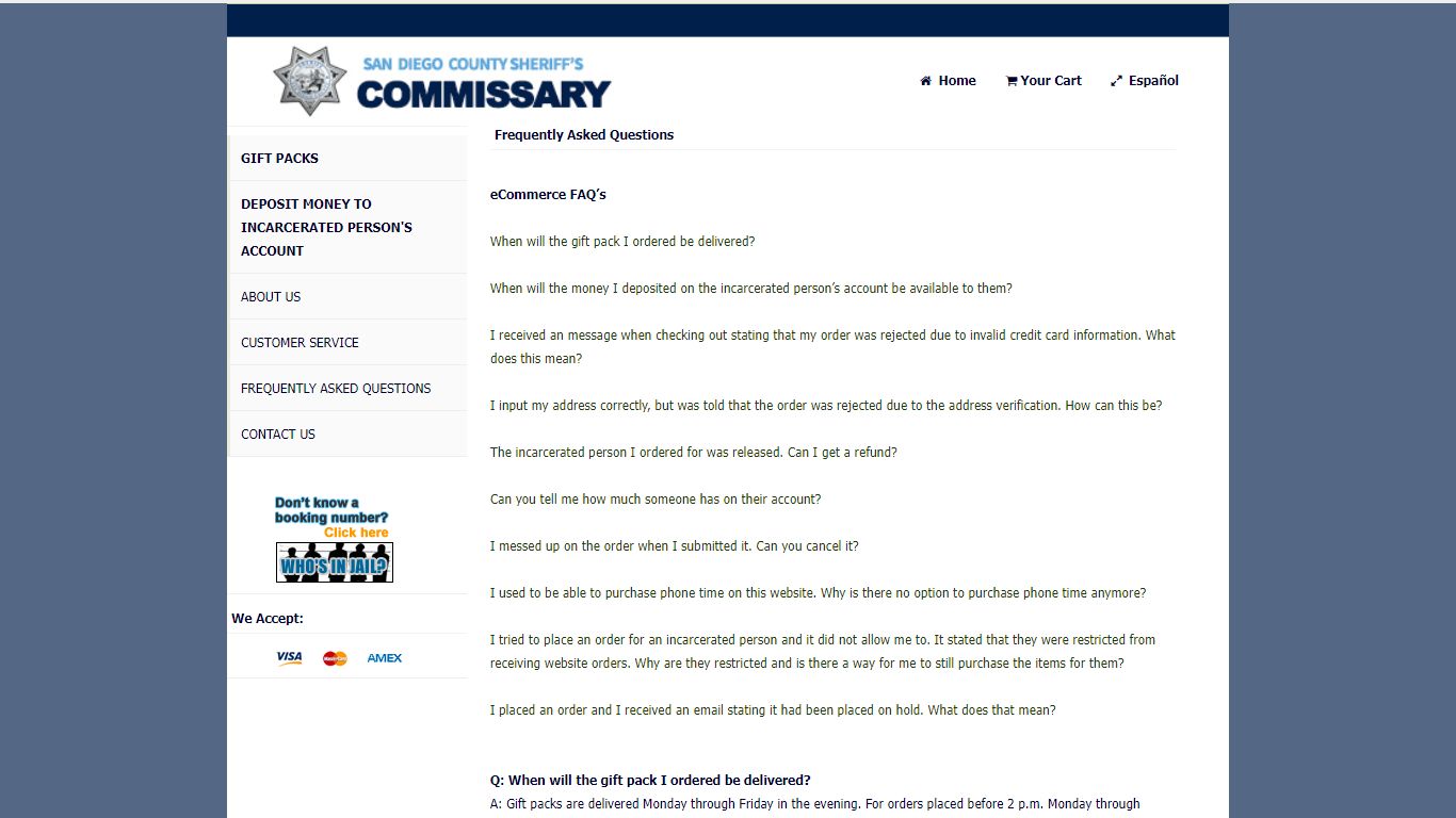 San Diego Sheriff's Commissary